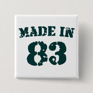 Made in 1983 vierkante button 5,1 cm