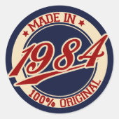 Made in 1984 ronde sticker (Voorkant)