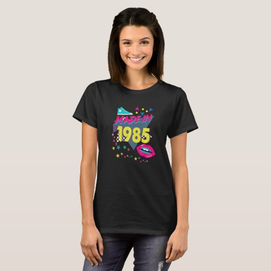 Made in 1985 37th Birthday 80s 90s 1990s 1980 T-shirt (Voorkant volledig)