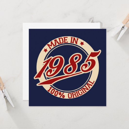 Made in 1985 kaart (Voorkant / Achterkant in situ)