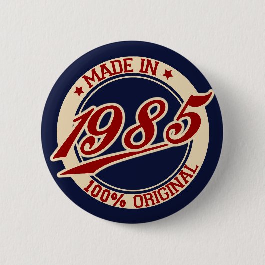 Made in 1985 ronde button 5,7 cm (Voorkant)