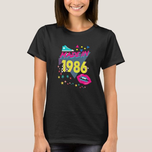 Made in 1986 36th Birthday 80s 90s 1990s 1980 T-shirt (Voorkant)