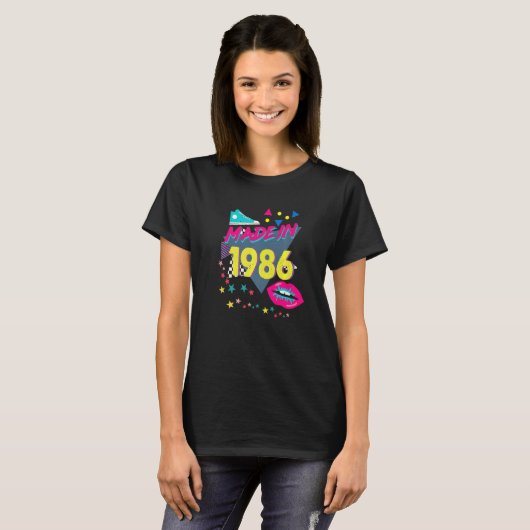 Made in 1986 36th Birthday 80s 90s 1990s 1980 T-shirt (Voorkant volledig)