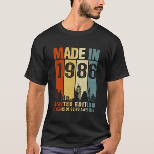 Made In 1986 37 Years Of Being Awesome T-shirt (Voorkant)