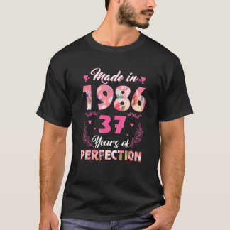 Made in 1986 Floral 37 jaar oud 37th Birthday Wome T-shirt
