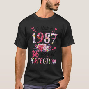 Made in 1987 Floral 36 jaar oud 36 jaar oud Wo T-shirt
