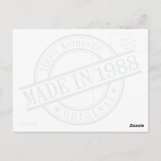 Made in 1988, geboortejaar, rondrubberzegel Logo Briefkaart (Achterkant)