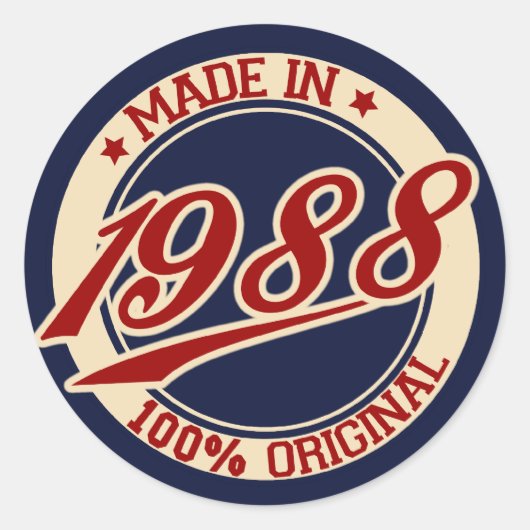 Made in 1988 ronde sticker (Voorkant)