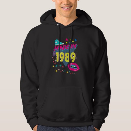 Made in 1989 33rd Birthday 80s 90s 1990s 1980 Hoodie (Voorkant)