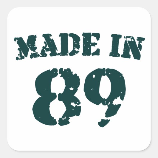 Made in 1989 vierkante sticker (Voorkant)