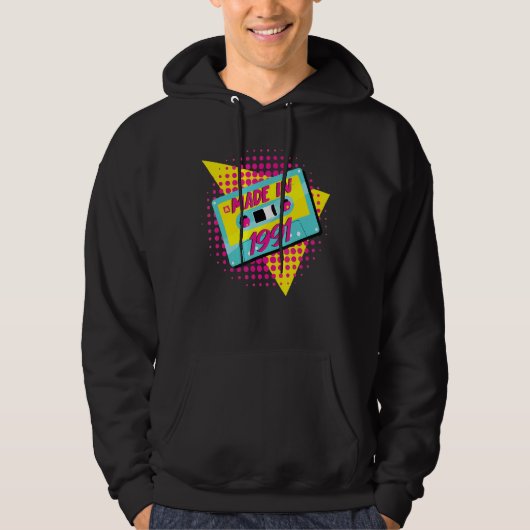 Made in 1991 31st Birthday 80s 90s 1990s 1980 Hoodie (Voorkant)