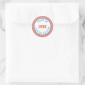 Made in 1996 ronde sticker (Tas)