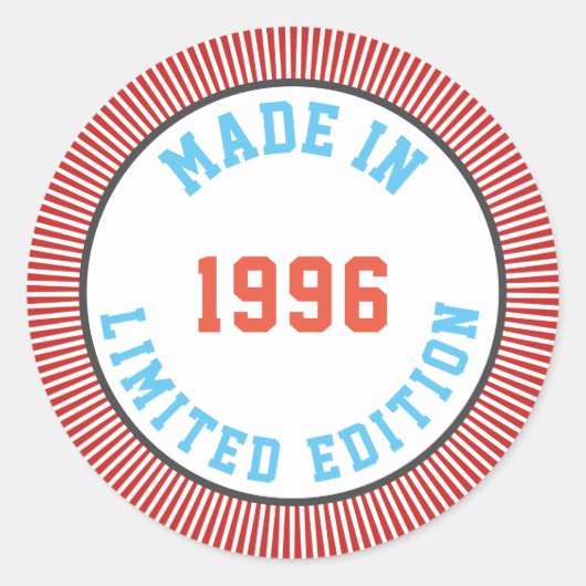 Made in 1996 ronde sticker (Voorkant)