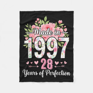 Made In 1997 Floral 28th Birthday Women 28 Years O Fleece Deken