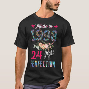 Made in 1998 24 jaar oud 24e Floral Birthday Wome T-shirt