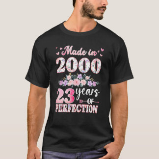 Made in 2000 Floral 23 jaar oud 23 jaar oud voor T-shirt