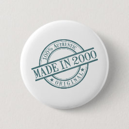 Made in 2000 Geboortejaar Rubber Stamp Birthyear Ronde Button 5,7 Cm