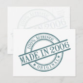 Made in 2006, geboortejaar rond rubberstempel Logo Briefkaart (Voorkant / Achterkant)