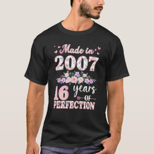 Made in 2007 Floral 16 jaar oud 16 jaar oud voor T-shirt