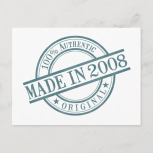 Made in 2008 Geboortejaar Ronde Rubber Stamp Logo Briefkaart