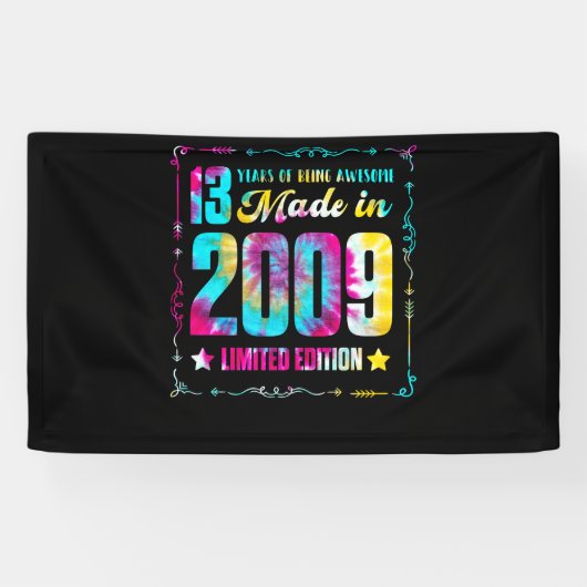 Made in 2009 13e verjaardag 13 jaar Geweldige Spandoek (Horizontaal)