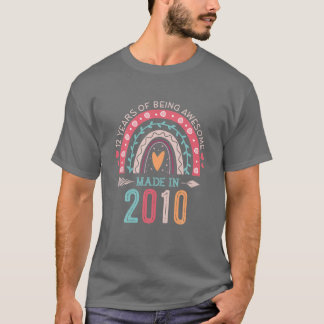 Made in 2010 12 jaar oude regenboog 12e verjaardag t-shirt