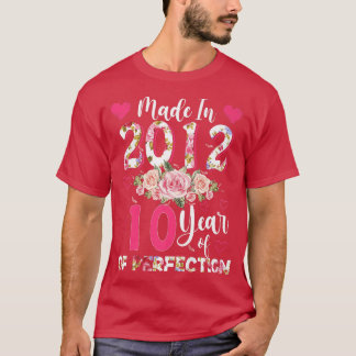 Made in 2012 Floral 10 jaar oud 10th Birthday Gift T-shirt