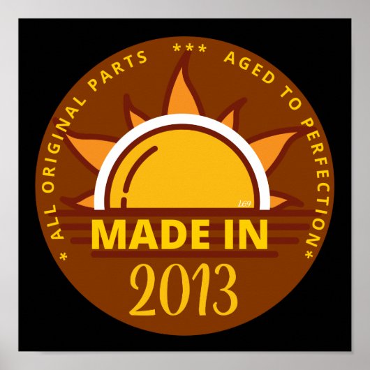 MADE IN 2013 grappig verjaardagscadeau Poster (Voorkant)