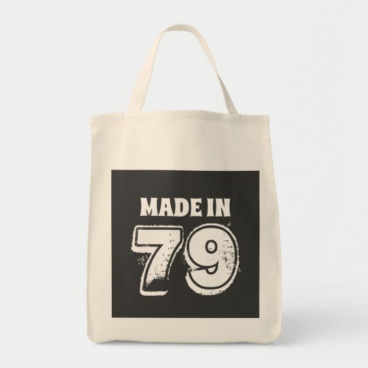Made in 79 Funny Birthday Typography Black Tote Bag (Voorkant)