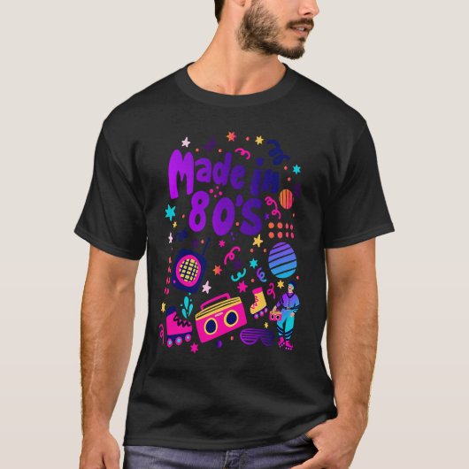 Made in 80's Cool Back to 80's Outfit Illustration T-shirt (Voorkant)