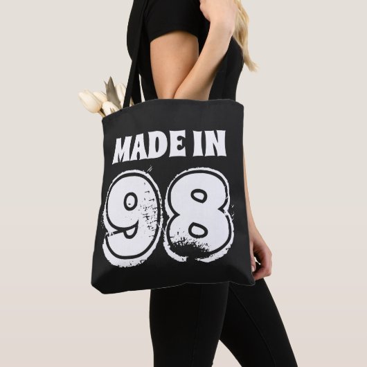 Made in '98 Typografie Birthday Canvas tas (Dichtbij)