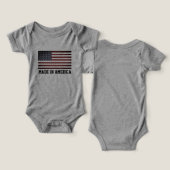 Made in America baby bodysuit with American flag (Ontwerp Voorkant & Achterkant)