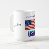 "Made in America" is een Amerikaanse Mok. Koffiemok (Voorkant links)