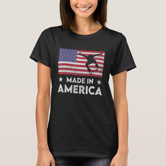 Made in America National Flag Skateboard Mannen W T-shirt (Voorkant)