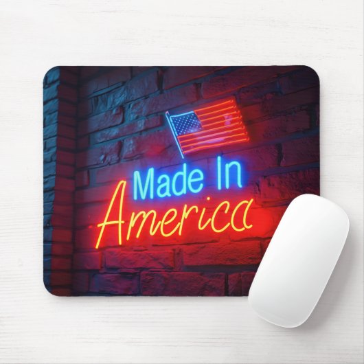 Made in America Neon teken op baksteen Muismat (Met muis)