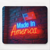 Made in America Neon teken op baksteen Muismat (Voorkant)
