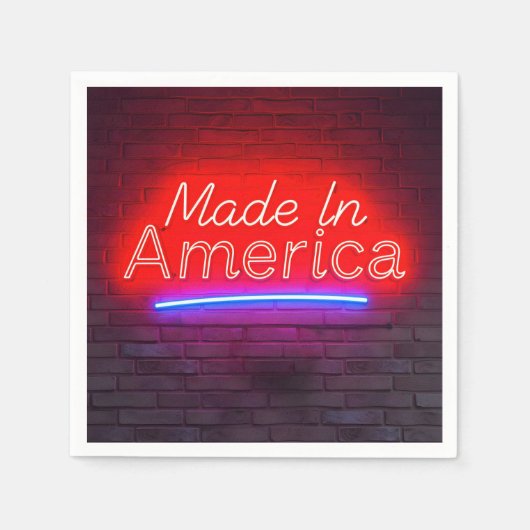 Made in America Neon teken op baksteen Servet (Voorkant)