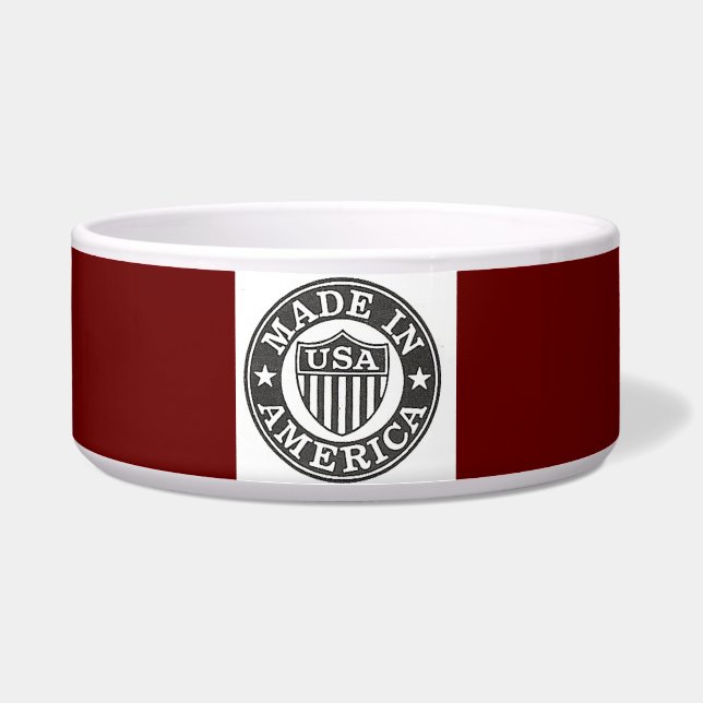 Made in America Red Background Pet Bowl Voerbakje (Voorkant)