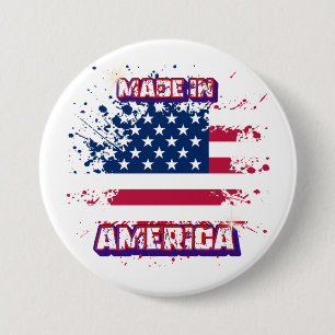 "Made in America" Verfspatten Amerikaanse Vlag 3" Ronde Button 7,6 Cm