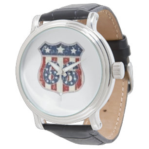 Made In America Vintage Shield Heritage Leder Horloge