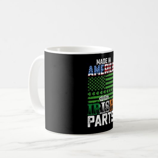 Made in America with Irish Parts St Patrick's Day Koffiemok (Voorkant links)
