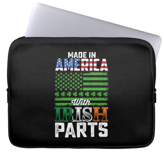 Made in America with Irish Parts St Patrick's Day Laptop Sleeve (Voorkant)