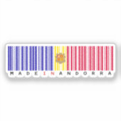 Made in Andorra Streepjescode Vlag Sticker (Voorkant)