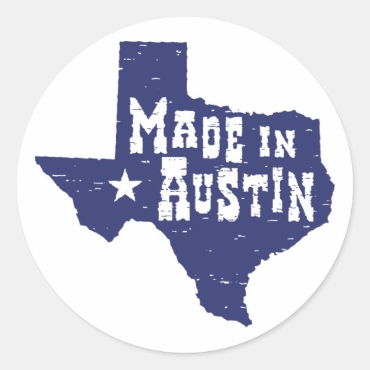 Made in Austin Ronde Sticker (Voorkant)