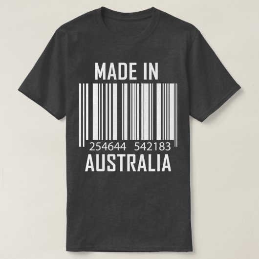 Made in Australia Barcode Funny Proud to be Austra T-shirt (Design voorkant)