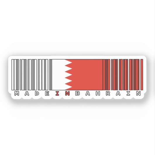 Made in Bahrain Barcode Flag Sticker (Voorkant)