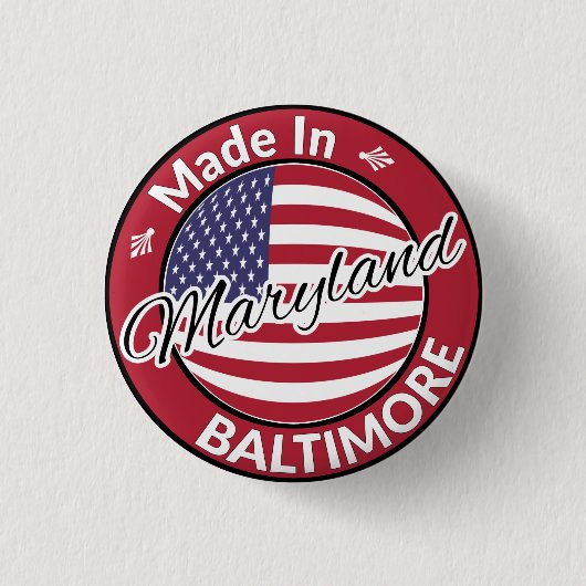 Made in Baltimore Maryland USA Flag Ronde Button 3,2 Cm (Voorkant)