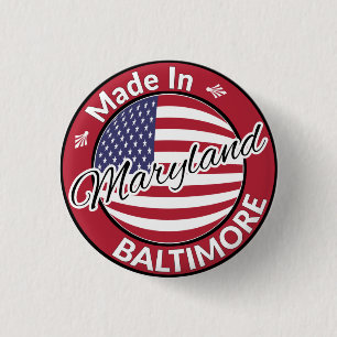 Made in Baltimore Maryland USA Flag Ronde Button 3,2 Cm