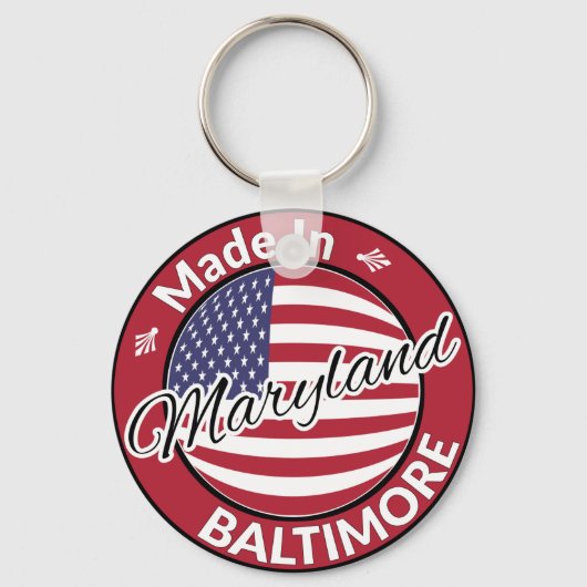 Made in Baltimore Maryland USA Flag Sleutelhanger (Voorkant)