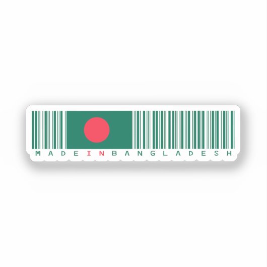Made in Bangladesh Barcode Flag Sticker (Voorkant)